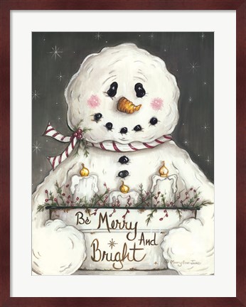 Framed Merry and Bright Snowman Print