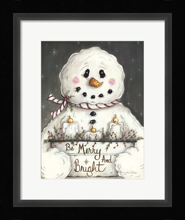 Framed Merry and Bright Snowman Print