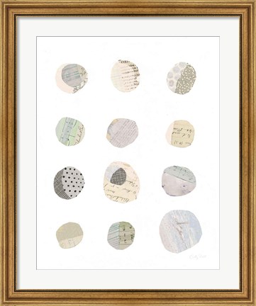 Framed Geometric Collage II on White Neutral Print