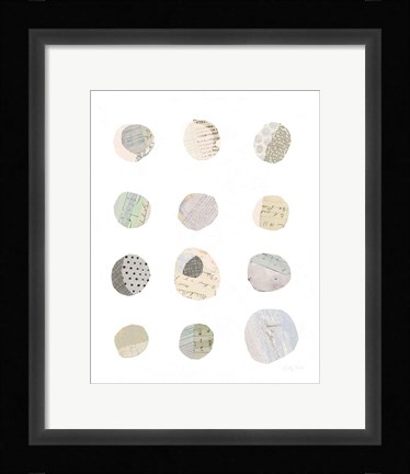 Framed Geometric Collage II on White Neutral Print
