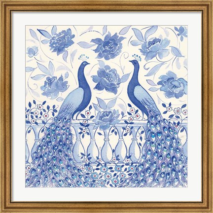 Framed Peacock Garden VI Print