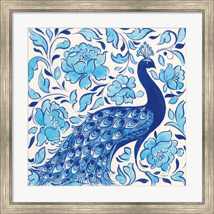 Framed Peacock Garden IV Print