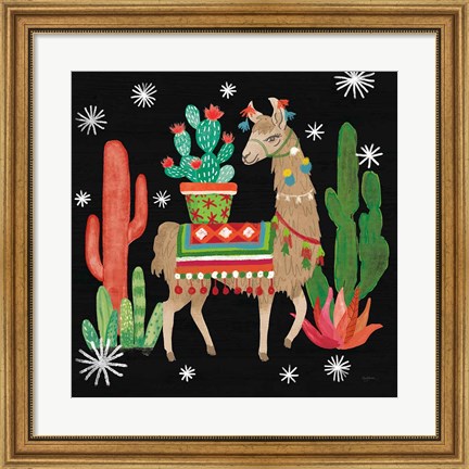 Framed Lovely Llamas III Christmas Black Print