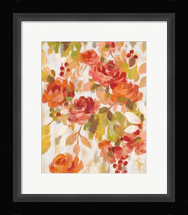 Framed Red and Orange Brocade II Print