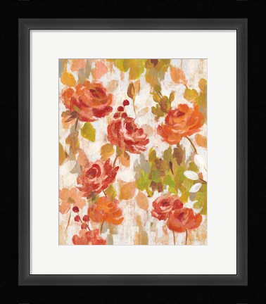 Framed Red and Orange Brocade I Print