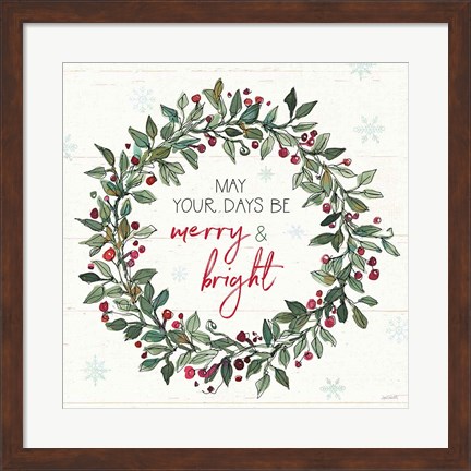 Framed Holiday on the Farm IX Merry and Bright Print