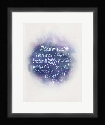 Framed Starlight Astology Aquarius Print