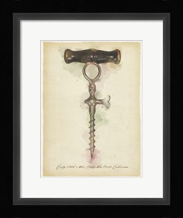 Framed Wood Handle Corkscrew Print