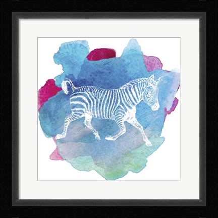 Framed Color Spot Safari Animals Zebra Print