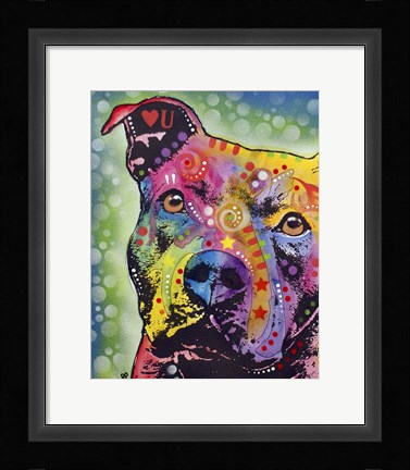 Framed Thoughtful Pit Bull White Bubble Print