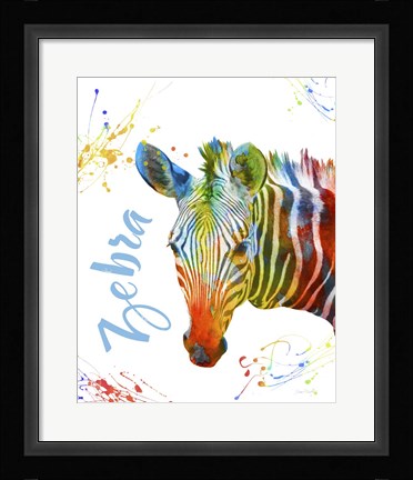 Framed Colorful Safari Animals A Print