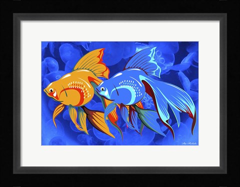 Framed Blue And Orange Fish Print