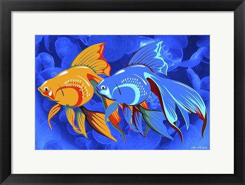 Framed Blue And Orange Fish Print
