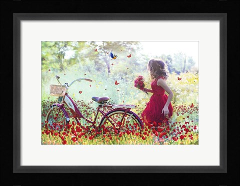 Framed Flowers Girl Print