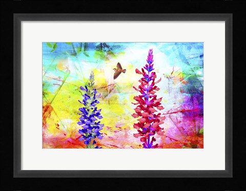 Framed Nature Bird And Flowers 2 Print