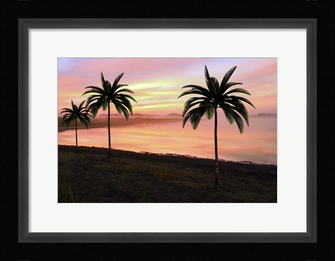 Framed Sunset At The Beach Print