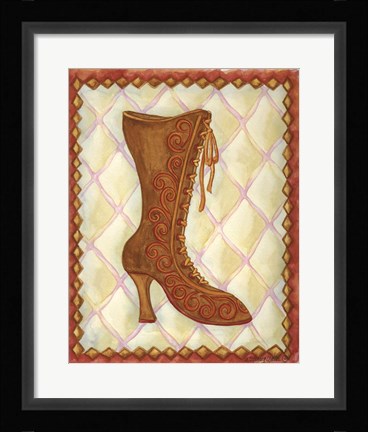 Framed Boots Brown With Curlicues Print