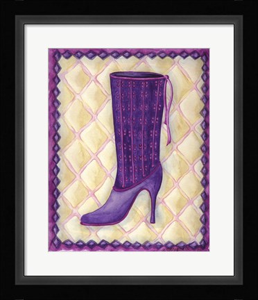 Framed Boots Purple With Tiny Flowers Print
