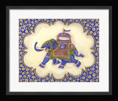 Framed Elephant Cartouche AP Print