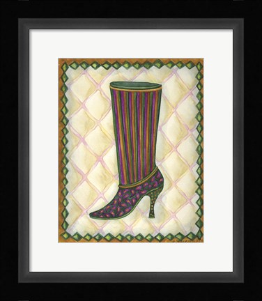 Framed Boots Striped With Paisley Print