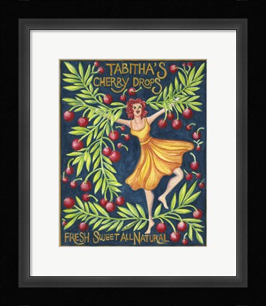 Framed Food Labels Cherry Drops Print