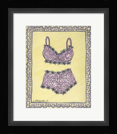 Framed Lingerie Pink Bra Panties Print