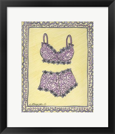 Framed Lingerie Pink Bra Panties Print
