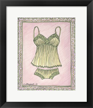 Framed Lingerie Yellow Cami Set Print
