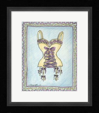 Framed Lingerie Yellow Merry Widow Print