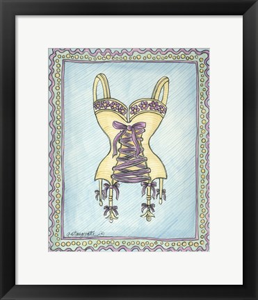 Framed Lingerie Yellow Merry Widow Print