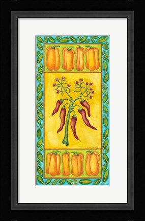 Framed Peppers with Multi Red Print