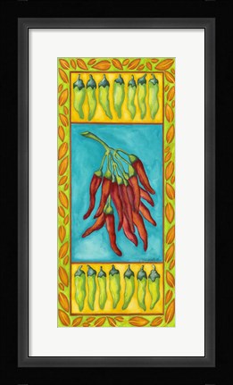 Framed Peppers with Pale Green Print