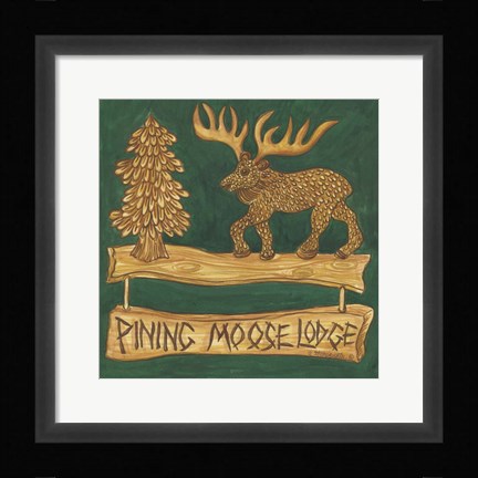 Framed Adirondack Pining Moose Lodge Print