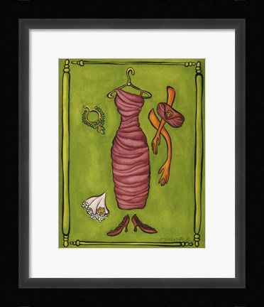 Framed Paris Gowns Magenta Ruched Ap Print