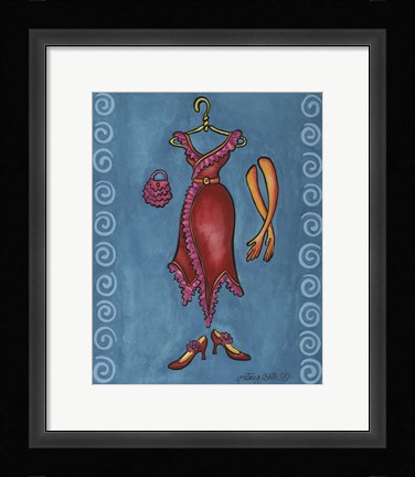 Framed Paris Gowns Red Ruffles Print