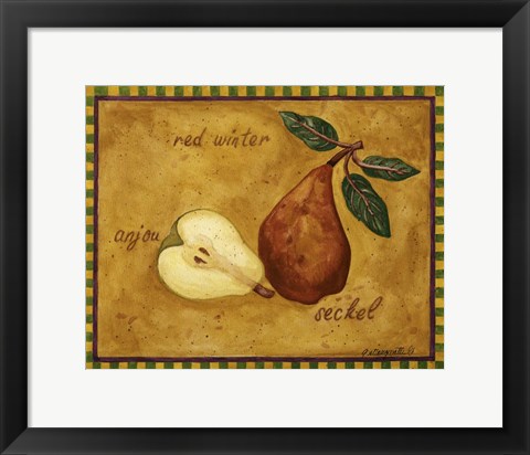 Framed Pear Red Winter Anjou Seckel Print