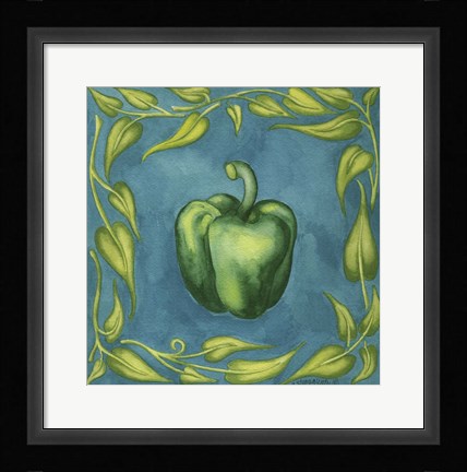 Framed Peppers Green Square Print