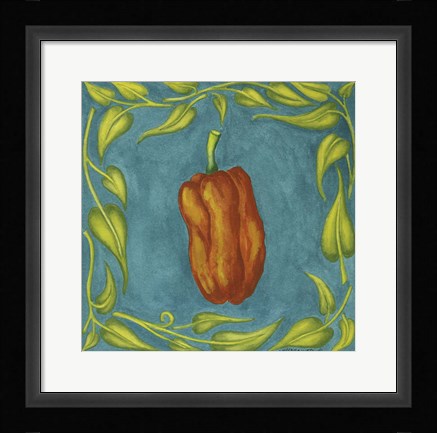 Framed Peppers Orange Square Print