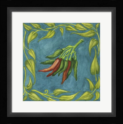 Framed Peppers Red And Green Square Print
