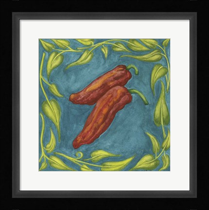 Framed Peppers Red Square Print