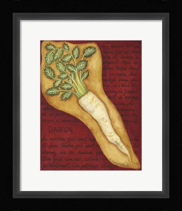 Framed Veggies On Red L Daikon Print