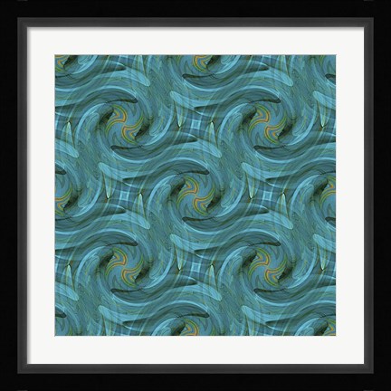 Framed Blue Swirl Repeat Print