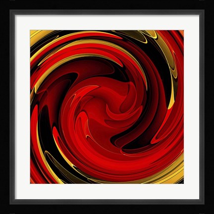Framed Red Gold Swirl Print