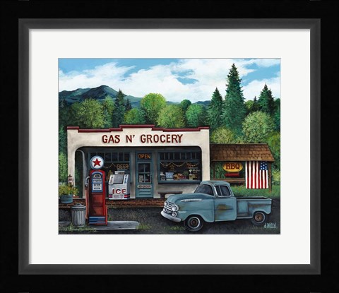 Framed Gas and Grocery Print