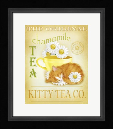 Framed Chamomile Tea Cat Print