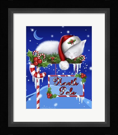Framed North Pole Kitten Print