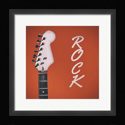 Framed Guitar Head Illustration Red Rock Print