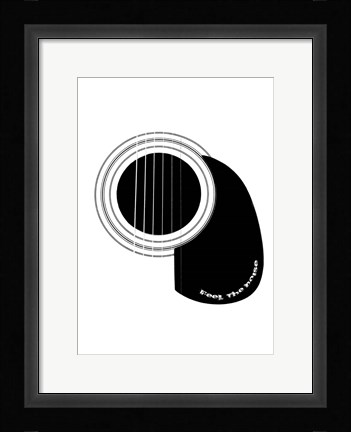 Framed Black and White Minimalist Guitar D Print