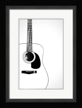 Framed Black and White Classic Guitar, Print
