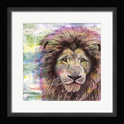 Framed Lion Color Print